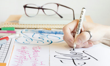 Calligraphy meet-up practice session